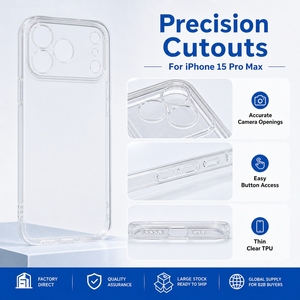 Coque de téléphone portable transparente antichoc en TPU de qualité OEM pour 15 14 13 12 11 Pro Max 8 7 Plus – Vente en gros - Product Image 2
