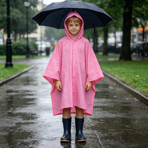 Poncho imperméable à capuche pour enfants, poncho de pluie léger et imperméable pour l'extérieur, poncho de pluie pour enfants avec logo personnalisé pour la randonnée et le cyclisme - Product Image 3