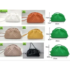 3 Sizes Fashion Trending Pu Leather Woven Crossbody Bag Good Quality Cloudy Shaped Glitter Woven Pouch Handbag For Women