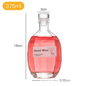 Individuelles 375-ML 500-ML 700-ML transparentes hohe Absätze-Glas Wein Whiskey Wodka Wassersflasche Glas mit Korkenkappe