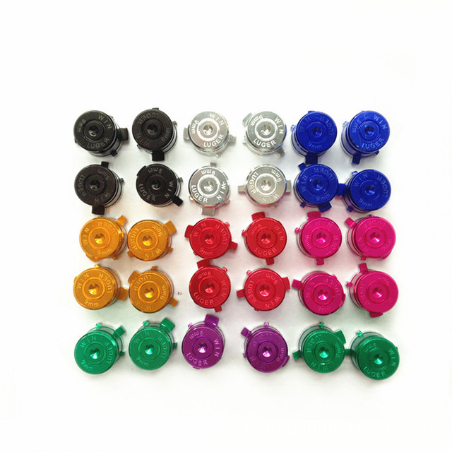 Metal Aluminum Luger Bullets 9mm Bullet Button Buttons Mod Kit for Playstation 4 PS4 PS3 Controller Part