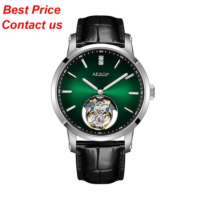 Montre Homme Sunray Dial Stainless Steel Hollow Skeleton Tourbillon Watches Luxury Design Leather Mechanical Watch for Man