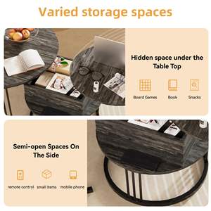 Ensemble <span class=keywords><strong>de</strong></span> tables basses en métal DNF, lot <span class=keywords><strong>de</strong></span> 2, plateau <span class=keywords><strong>relevable</strong></span>, rangement intégré, design pliable et peu encombrant pour <span class=keywords><strong>salon</strong></span>, bureau - Product Image 6