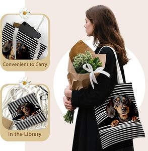 Bolsa de Mano de Lona con Estampado de Perro Vintage, Gran Capacidad, Ecológica, Reutilizable, para Mujeres, Regalo para Amantes de Mascotas - Product Image 6