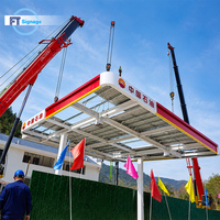 Structure en acier sur mesure FT pour station-service, toit modulaire à grande portée, panneau d'affichage LED personnalisable en couleur