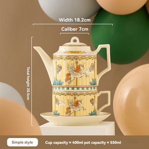 Juego de té de cerámica, caja de regalo tipo carrusel, juego de tazas de té inglés, tazas y platillos de café bañados en oro - Product Image 5