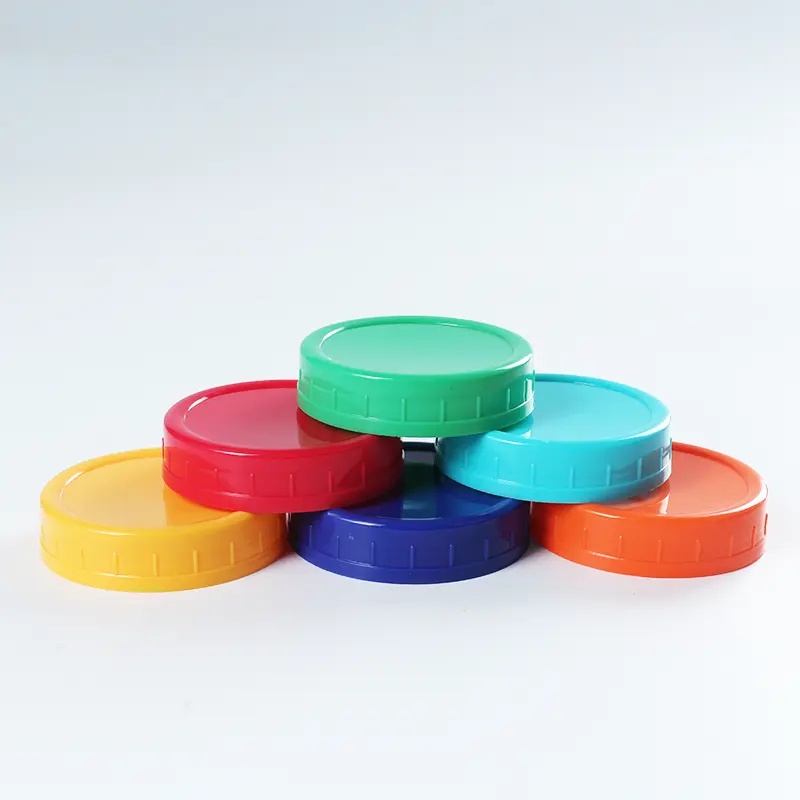 Couvercles de bocaux en plastique colorés en gros 70 86 mm couvercle en PP de qualité alimentaire à ouverture régulière/large pour bocaux en conserve
