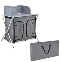 Mesa de Cocina Plegable de Aluminio para Exteriores, Portátil, para Asar, Hacer Picnic, Acampar, con Organizador de Almacenamiento