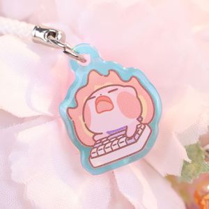 Porte-clés personnalisé en acrylique époxy imprimé UV double face, avec sangle métallique, paillettes et breloque de téléphone colorée en forme de dessin animé - Product Image 4