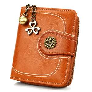 Vente chaude femmes court Vintage sac à main transfrontalier Spot célèbre marque en gros pochette huile PU cuir <span class=keywords><strong>pièce</strong></span> fermeture éclair portefeuilles - Product Image 5