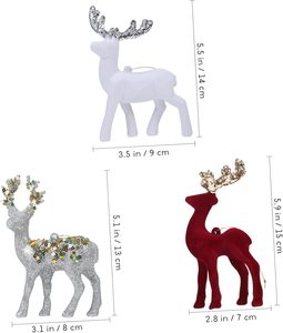 Navidad Flocking Plastic Flashing Reindeer Christmas Reindeer Wooden Elk Ornaments Xmas Holiday Decorations - Product Image 3
