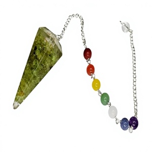 Cadena de cuentas de aventurina verde, piedra semipreciosa natural, patrón de orgón curativo, chakra, reiki, péndulo de radiestesia, gema tallada - Product Image 1