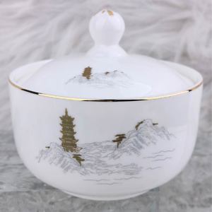 Juego de Vajilla de Porcelana China con Borde Dorado y Diseño de Pagoda, Personalizable con Logotipo, para Banquetes de Hotel de Lujo a Bajo Precio - Product Image 1