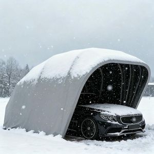 Cochera Portátil Plegable Manual de Acero Inoxidable, Resistente al Agua, con Techo Arqueado y Recubrimiento UV, Diseño <span class=keywords><strong>Moderno</strong></span> y Simple - Product Image 1