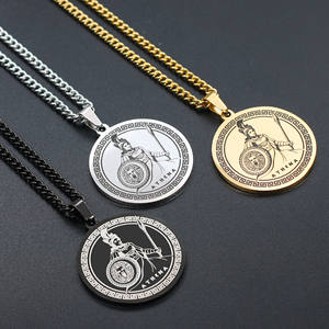 Venta caliente estilo clásico de acero inoxidable Athena colgante collar sabiduría guerra diosa Medusa de la mitología griega - Product Image 4