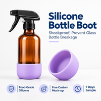 Base en silicone antidérapante pour bouteille, protection en silicone pour flacon pulvérisateur en verre rechargeable, logo personnalisé OEM ODM