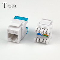 TOM-KJ-45 CAT5E/CAT6/CAT6A UTP Keystone Jack Tipe Punch Down, 180 Derajat UTP RJ45 Jack Keystone untuk Panel Patch dan Faceplate