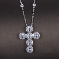 Collier pendentif croix en or 14k 18k avec diamant de laboratoire véritable, bijoux hip-hop Messi Gems pour hommes