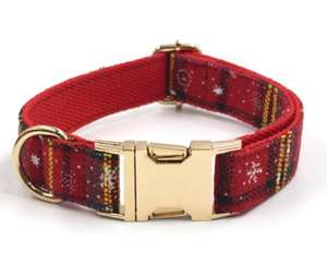 Conjunto de correa de <span class=keywords><strong>collar</strong></span> de Mascota de gato con tema navideño rojo para perro con lazo para gatito encantador hebilla DE SEGURIDAD DE Color dorado anillo en D 5 tamaños - Product Image 3