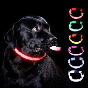 ペット用品製品アクセサリーライトアップ犬の首輪LEDパラペロパーソナライズナイロンカスタムPVC LED猫ペット犬の首輪