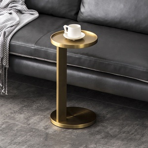<span class=keywords><strong>Tavolino</strong></span> da Caffè Rotondo Elegante in Acciaio Inox <span class=keywords><strong>Dorato</strong></span> di Lusso per Arredamento Moderno del Soggiorno - Product Image 2