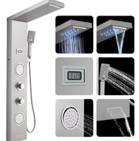 Ensemble de panneau de douche intelligent en acier inoxydable noir HLK, encastré au mur, avec noyau de valve en céramique poli, système de pulvérisation de pluie