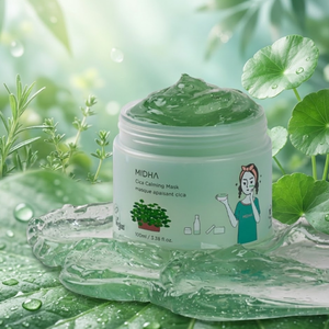 Masque apaisant MIDHA Cica à rincer 100 ml Masque facial apaisant pour peaux sensibles Réparation des rougeurs Soulagement hydratant Masque crème - Product Image 1