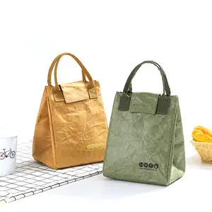 Fashion Recycled Washing Paper Lunch Cooler Bags Gym Fitness School Insulated Cooler Tote Bag for Women