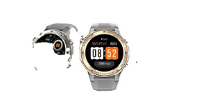Montre connectée de sport GPS étanche 5ATM IP68 avec écran AMOLED, suivi de la fréquence cardiaque, de l'oxygène sanguin, appels Bluetooth, suivi du sommeil, bracelet magnétique en gel de silice double - Product Image 4