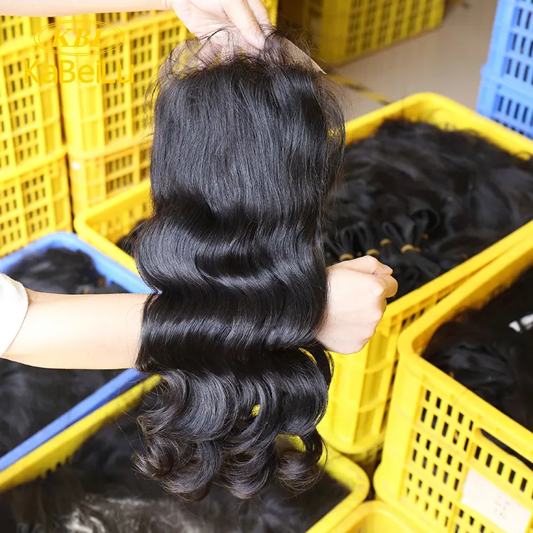 Kabeilu 100% 12A Rambut Virgin Penutupan Renda Longgar Brasil Warna Alami 10 "Sampai 20" 5*5 Penutup Renda Swiss Gratis Pengiriman