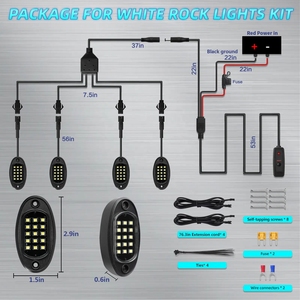 <span class=keywords><strong>Precio</strong></span> barato 4pods Pure White LED Rock Light con arnés de cableado Fuente de alimentación Off-Road Light para camión Pure White Light - Product Image 2