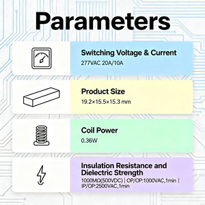 Relè Smart Home Linkci LCSHXD-243G 3FF 152 SRD 20A 277VAC, Relè di Potenza a 5 Pin 0.36W per UPS e Alimentazione Elettrodomestici - Product Image 2