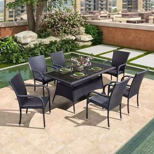 Ensemble <span class=keywords><strong>de</strong></span> table et chaises <span class=keywords><strong>de</strong></span> salle <span class=keywords><strong>à</strong></span> manger en acier et rotin PE, empilables, pour extérieur, hôtel, villa, patio, <span class=keywords><strong>jardin</strong></span> - <span class=keywords><strong>Prix</strong></span> <span class=keywords><strong>de</strong></span> gros - Product Image 2