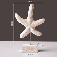 Ensemble de décoration nautique en bois blanchi, ornements sculptés à la main en forme d'étoile de mer et de hippocampe pour la maison de style côtier
