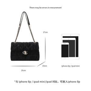 <span class=keywords><strong>Bolso</strong></span> de Hombro Acolchado Negro Minimalista/Normcore de Primavera &WQ para <span class=keywords><strong>Mujer</strong></span>, <span class=keywords><strong>Bolso</strong></span> Bandolera Espacioso con Cadena Ajustable de Cuero Trenzado - Product Image 4