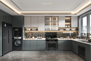 Set <span class=keywords><strong>Cucina</strong></span> di Alta Gamma Personalizzato Rosa e Grigio <span class=keywords><strong>con</strong></span> <span class=keywords><strong>Elettrodomestici</strong></span> Integrati e Funzioni di Stoccaggio Intelligenti - Product Image 5