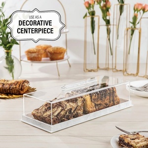 Plateau à dessert rectangulaire personnalisé YAGELI de 4 mm d'épaisseur, plateau à gâteau en lucite avec couvercle transparent - Product Image 4