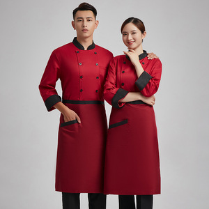 Uniforme de travail pour le personnel de <span class=keywords><strong>cuisine</strong></span> des hôtels et restaurants, veste de chef blanche pure pour hommes, taille plus, manches longues, fermeture à boutons, polyester/coton - Product Image 2