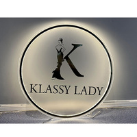 Enseigne ronde personnalisée en acrylique rétroéclairée 3D avec logo pour bureau, salon, magasin et publicité extérieure fixée au mur
