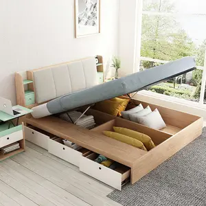 Stile nordico ODM OEM letto salvaspazio pratico letto di stoccaggio letto in legno Design di mobili