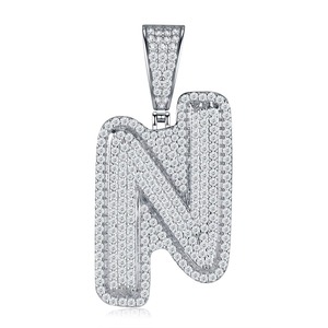 <span class=keywords><strong>Collana</strong></span> con Pendente Personalizzato Hip Hop <span class=keywords><strong>Lettera</strong></span> <span class=keywords><strong>C</strong></span> VVS Moissanite, Argento 925 Placcato Platino, Stile Iced Out Cuban Link, Gioielleria Fine - Product Image 3