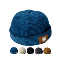 Chapeau Vintage en velours côtelé ajustable avec logo personnalisé Fashion Blank Prix le plus bas Skullcaps Roulé Manchette Brimless Docker Hat