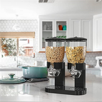 Distributeur de nourriture sèche à double commande, conteneur à riz, distributeur de céréales, conteneurs noirs pour bonbons, noix, céréales, granola, en-cas