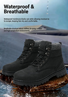 Bottes de travail en cuir noir avec logo personnalisé pour hommes, bottines à lacets avec col en textile, semelle antidérapante à crampons pour un usage décontracté, chaussures décontractées