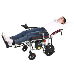 Fiziksel tıp rehabilitasyon malzemeleri uzanmış tekerlekli sandalye bacak kaldırma yüksek arkalık elektrikli tekerlekli sandalye