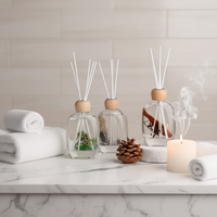 Ensembles de diffuseurs de roseaux 120ml parfum d'aromathérapie aux huiles essentielles avec couvercle en bois de fleurs séchées cadeau de désodorisant parfumé avec couvercle en bois