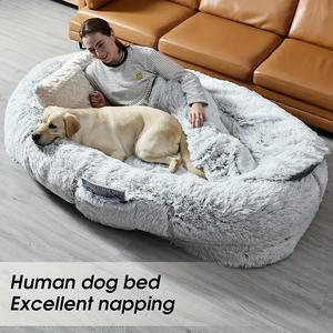 Luxuriöses Modernes Rundes Hundebett Waschbar Kunstfell Memory-Schaum Wasserdicht Atmungsaktiv Einfarbiges Muster Riesiges Bett für Hunde - Product Image 2