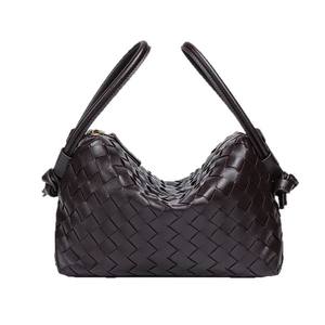 Sac à main tissé pour femme au design original, sac bandoulière polyvalent à fermeture éclair, sac à bandoulière en cuir PU à fermeture éclair, pour toutes les saisons, usage quotidien et voyage - Product Image 5