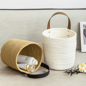 Desktop woven cosmetic <b>storage</b> basket, <b>hanging</b> basket, <b>wall</b>-mounted <b>storage</b> basket, small flower basket, portable kitchen - Product Image 2