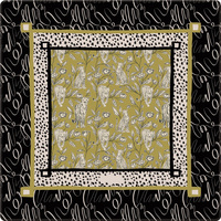 Alas Meja Mahjong Lipat Mewah Eleshine Modern 33x33 inci (84x84 cm) Karet Desain Daun Palem Bambu Tahan Lama